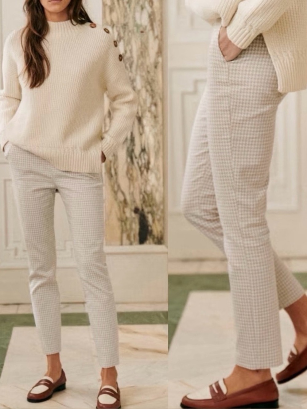 Sezane Clara Trousers Camel Ecru Size 34 French / US 2 Minimalist High Rise Pant